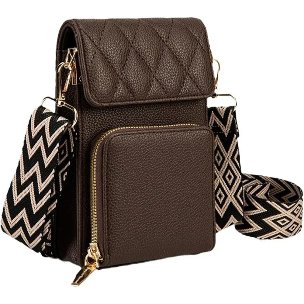 Small Leather Crossbody Bag Women PU Compact Shoulder Purse with Card Slots